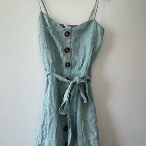 Reiss Light Green Midi Dress with Button Detail